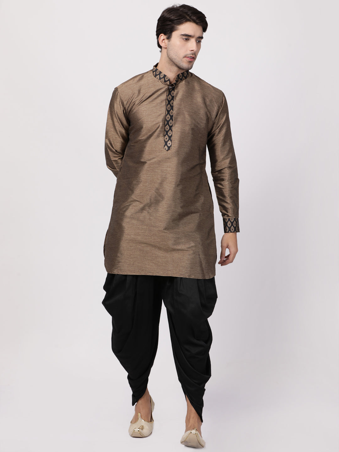 Men's Black Silk Blend Kurta