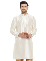 Men's White Silk Blend Kurta