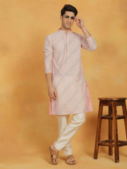 Men's Pink Maslin Kurta And Pyjama Set