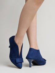 Shoetopia Solid Bow Detailed Blue Pumps For Women & Girls