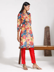 Women's Yellow And Red Kurta Set