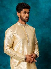 Men's Gold Silk Blend Kurta