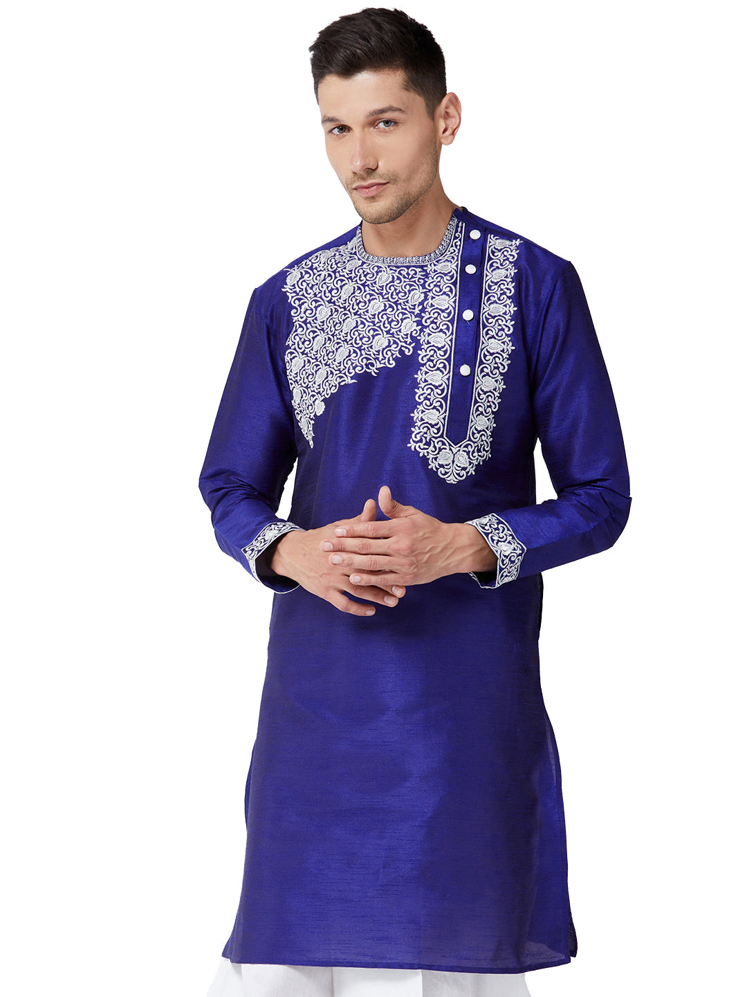 Men's Blue Silk Blend Kurta