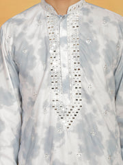 Men's Gray Cotton Blend Kurta