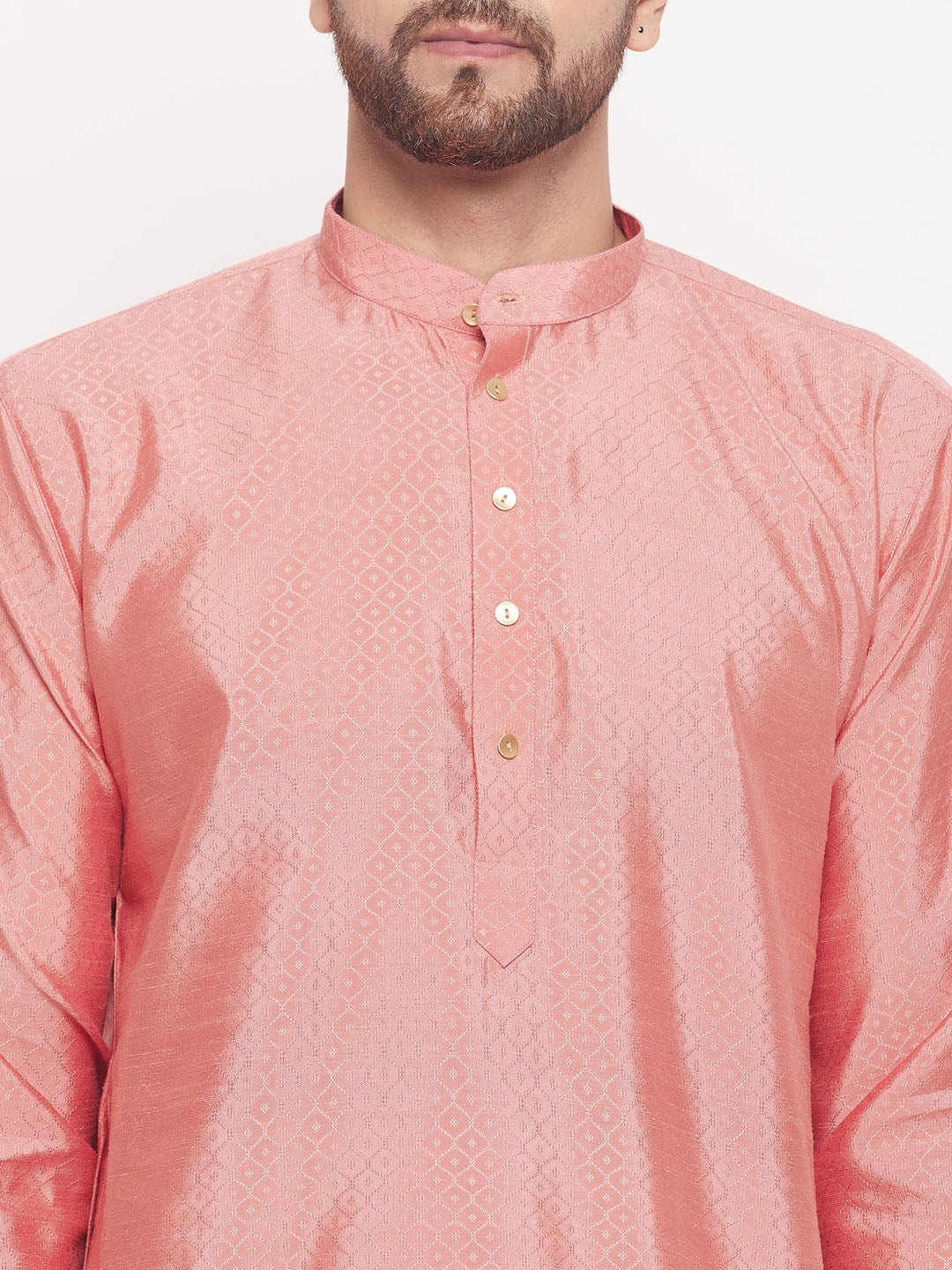 Men Pink Silk Blend Kurta