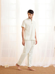 Men's White Cotton Kurta Pyjama Set