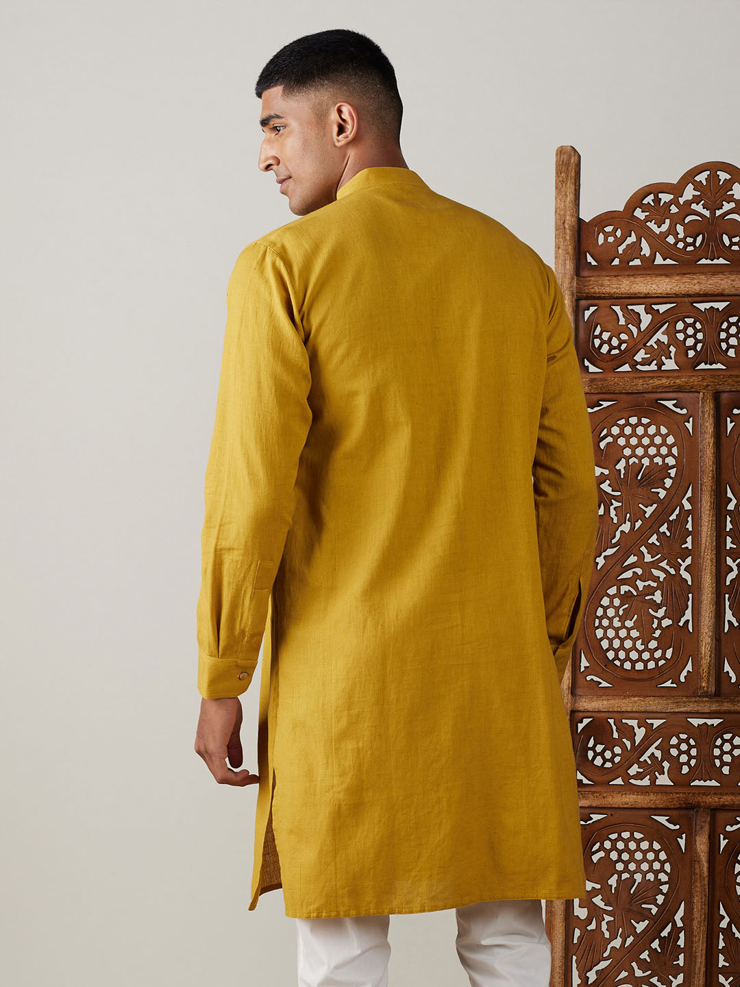 Men's Mustard Cotton Kurta