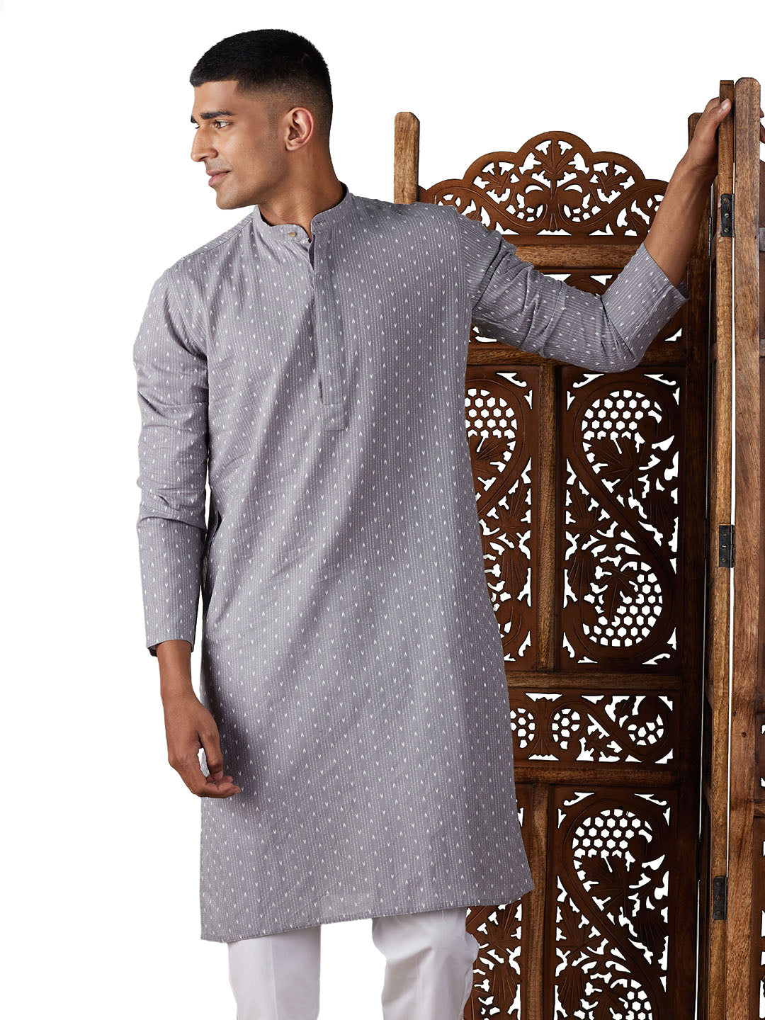 Men's Grey Cotton Kurta