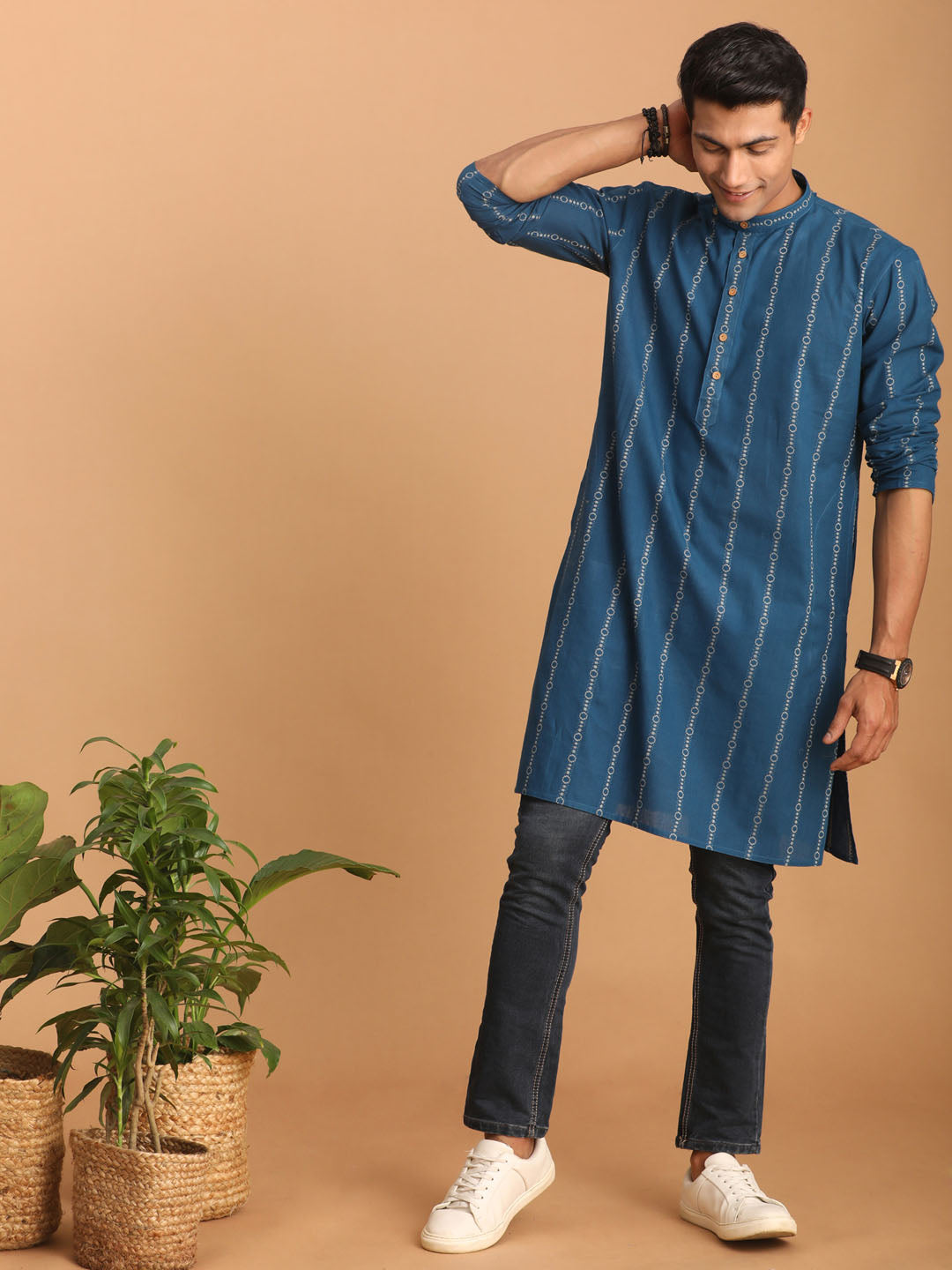 Men's Indigo Blue Cotton Kurta