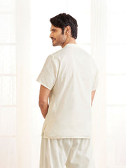 Men's White Cotton Short Kurta