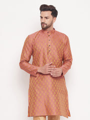 Men Pink Silk Blend Kurta