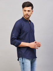 Men's Blue Cotton Blend Kurta