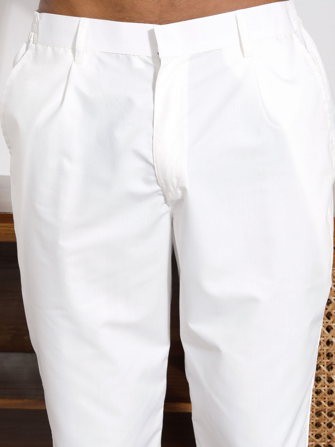 Men's White Cotton Kurta Pyjama Set