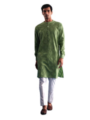 Men's Green Cotton Kurta Pyjama Set