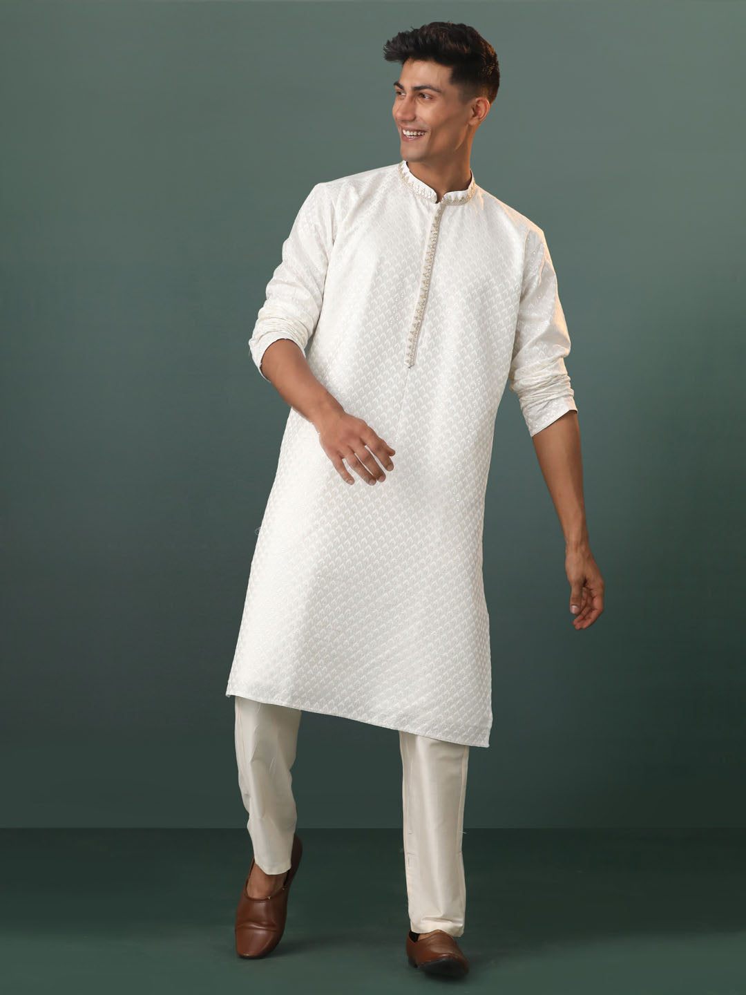 Men's White Cotton Kurta