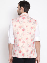 Men's Peach Silk Blend Nehru Jacket