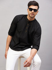 Men's Black Cotton Blend Kurta