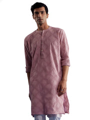 Men's Pink Cotton Kurta