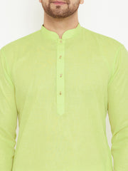 Men's Green Cotton Blend Kurta