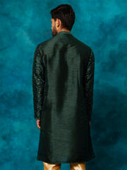 Men's Green Silk Blend Kurta