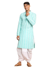 Men's Green Pure Cotton Kurta And Dhoti Set