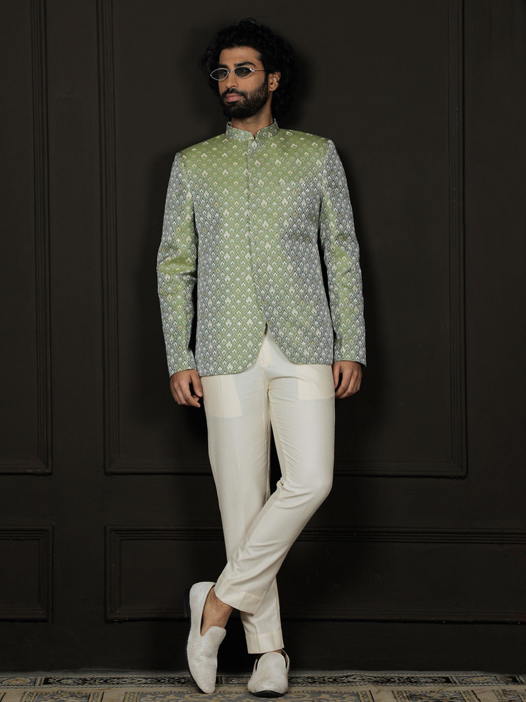 Men's Green Silk Blend Jodhpuri