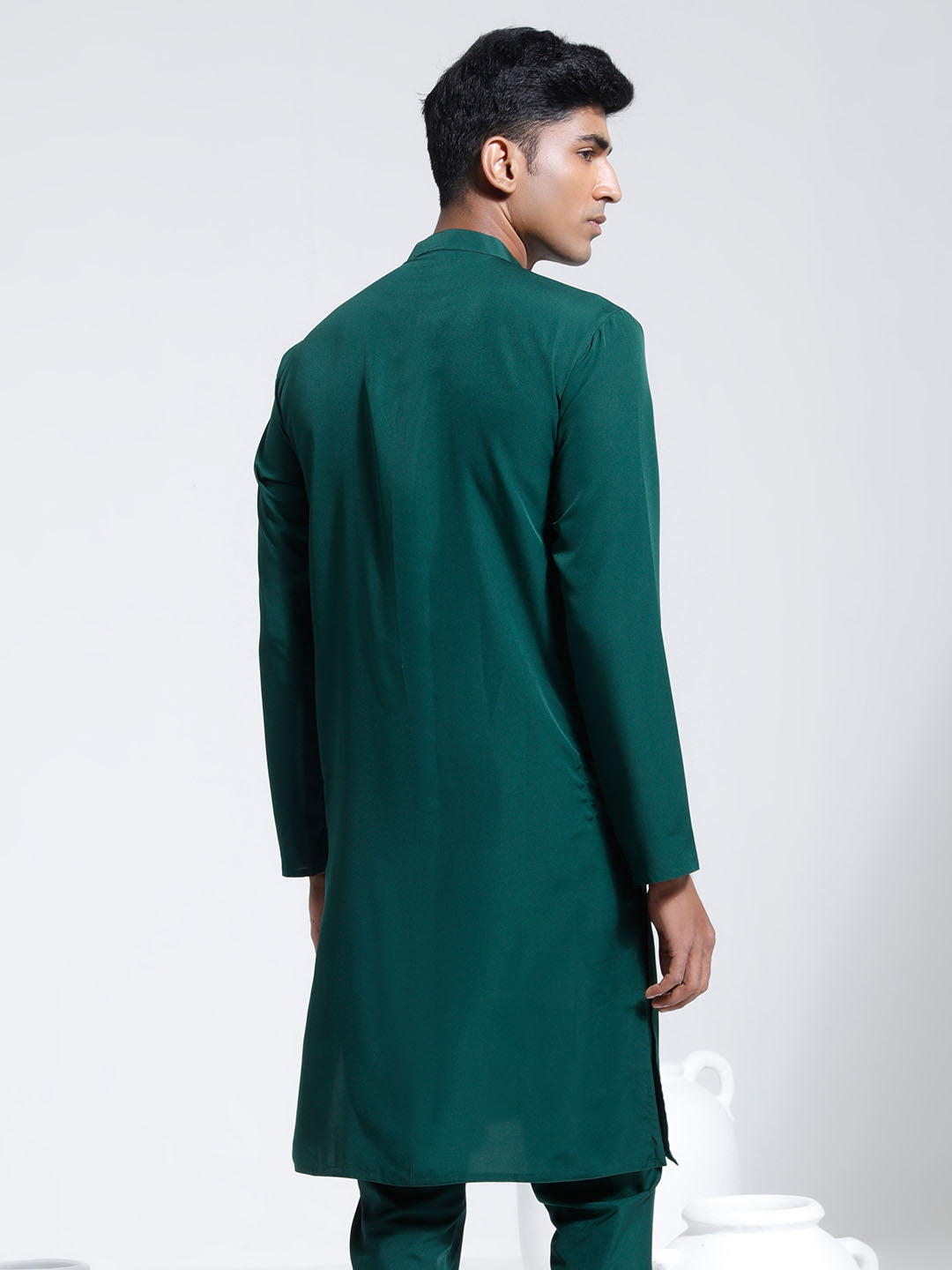 Men's Green Crepe Kurta