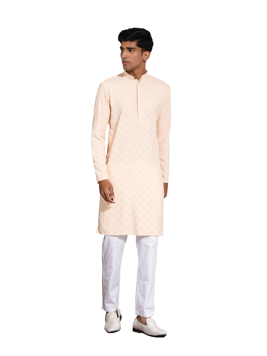 Men's Peach Rayon Kurta And Pyjama Set