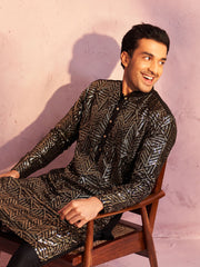 Men's Black Georgette Kurta Pyjama Set