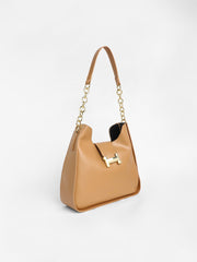 Women's The Monogram Shoulder Bag - Camel Brown