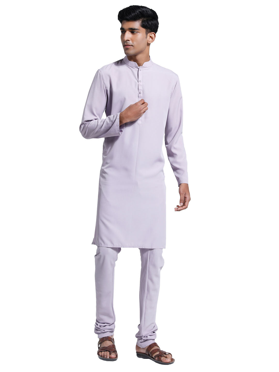 Men's Purple Crepe Kurta And Pyjama