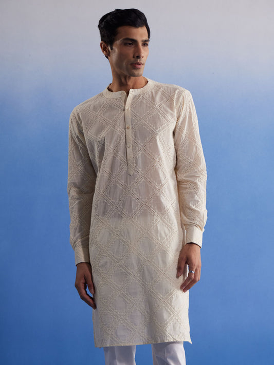 Men's Cream Cotton Kurta