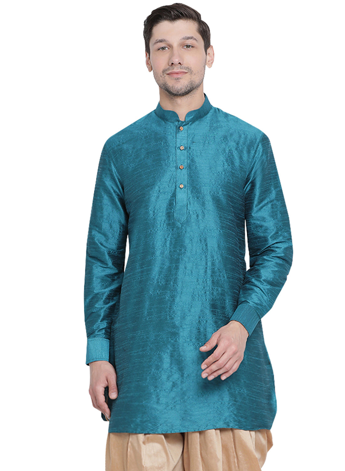 Men's Dark Green Silk Blend Kurta