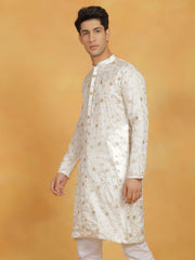 Men's White Viscose Kurta