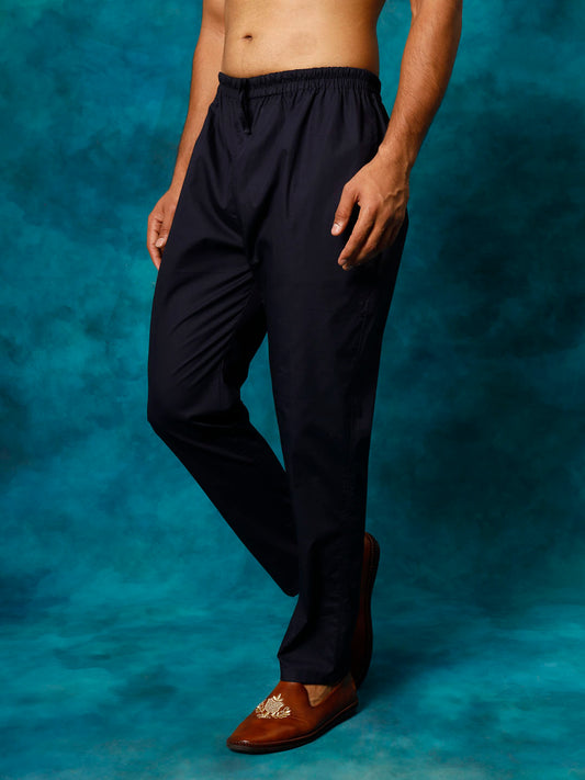 Men's Navy Blue Cotton Pant Style Pyjama