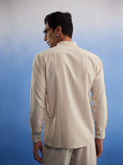 Men's Cream Cotton Ethnic Shirt