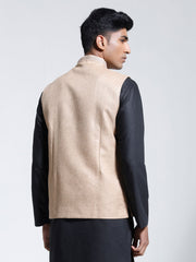 Men's Beige Jute Nehru Jacket