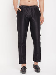 Men's Black Silk Blend Pant Style Pyjama