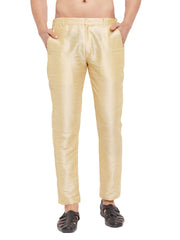 Men's Gold Silk Blend Pant Style Pyjama