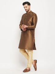 Men's Brown Silk Blend Kurta