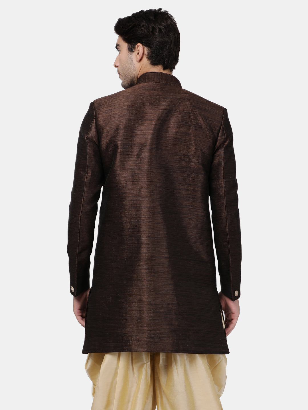 Men's Brown Silk Blend Sherwani Only Top