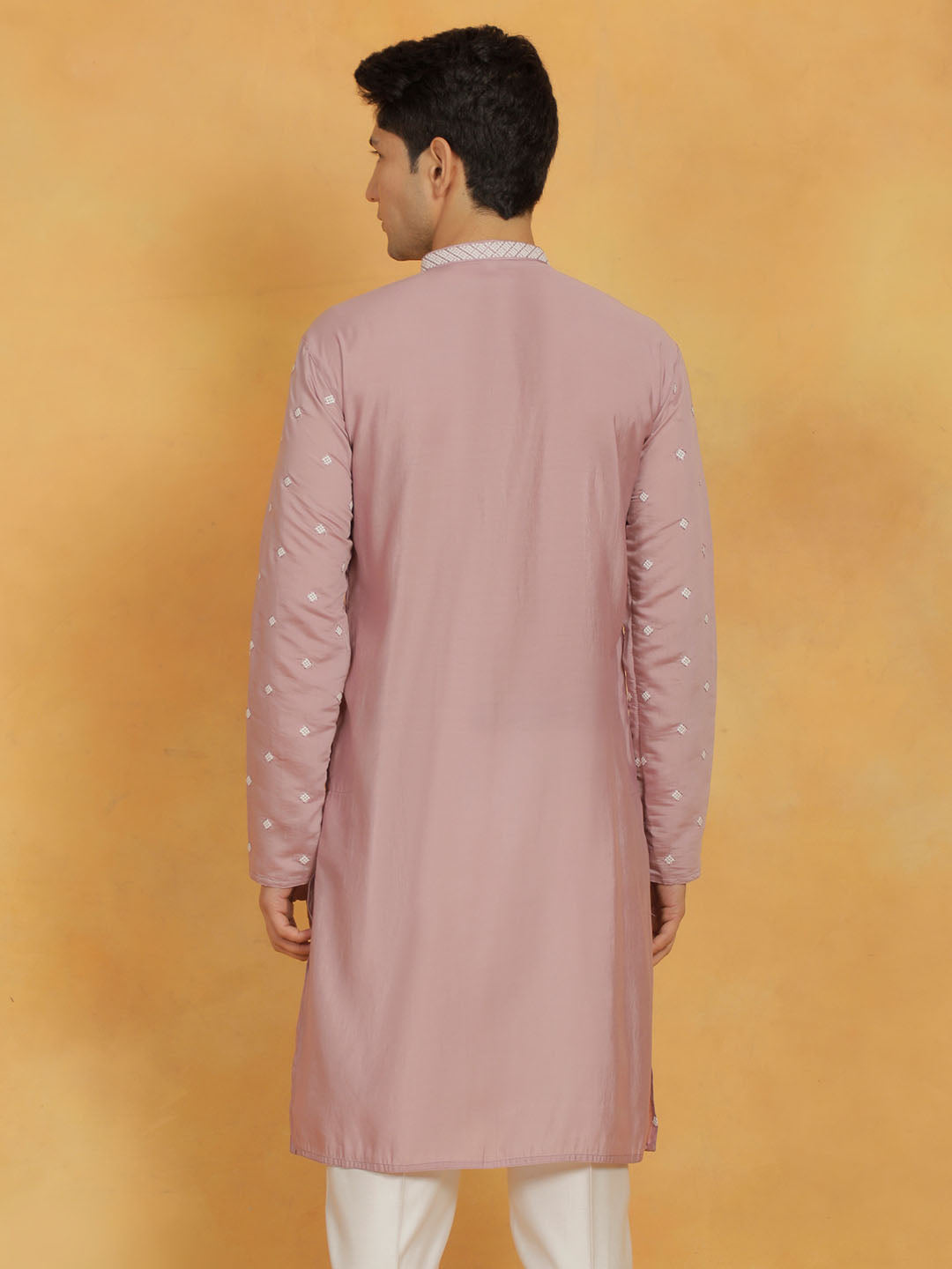 Men's Pink Silk Blend Kurta