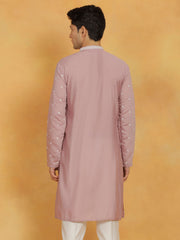 Men's Pink Silk Blend Kurta