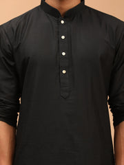 Men's Black Viscose Kurta