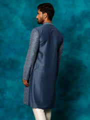 Men's Blue Rayon Cotton Kurta