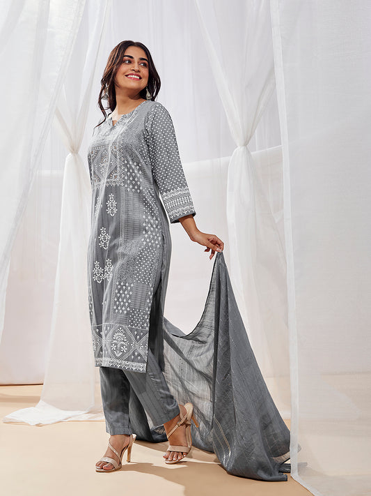 Women's Gray Kurta Set