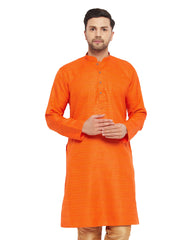 Men's Orange Silk Blend Kurta