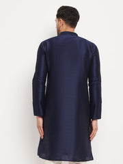 Men's Dark Blue Silk Blend Kurta