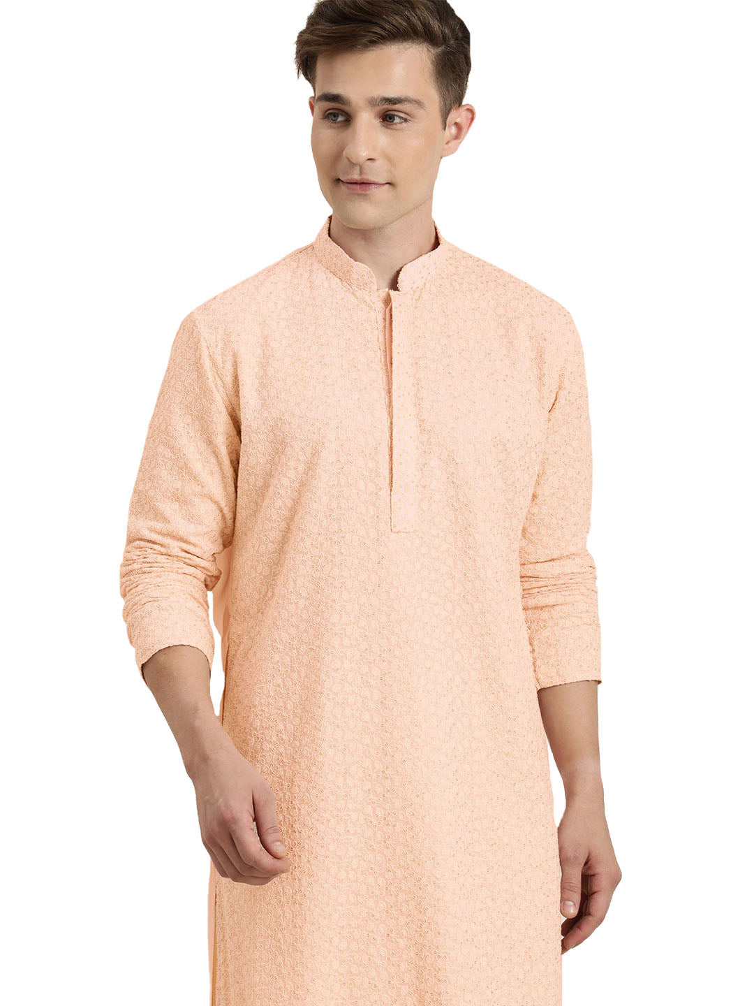 Men's Pink Georgette Kurta