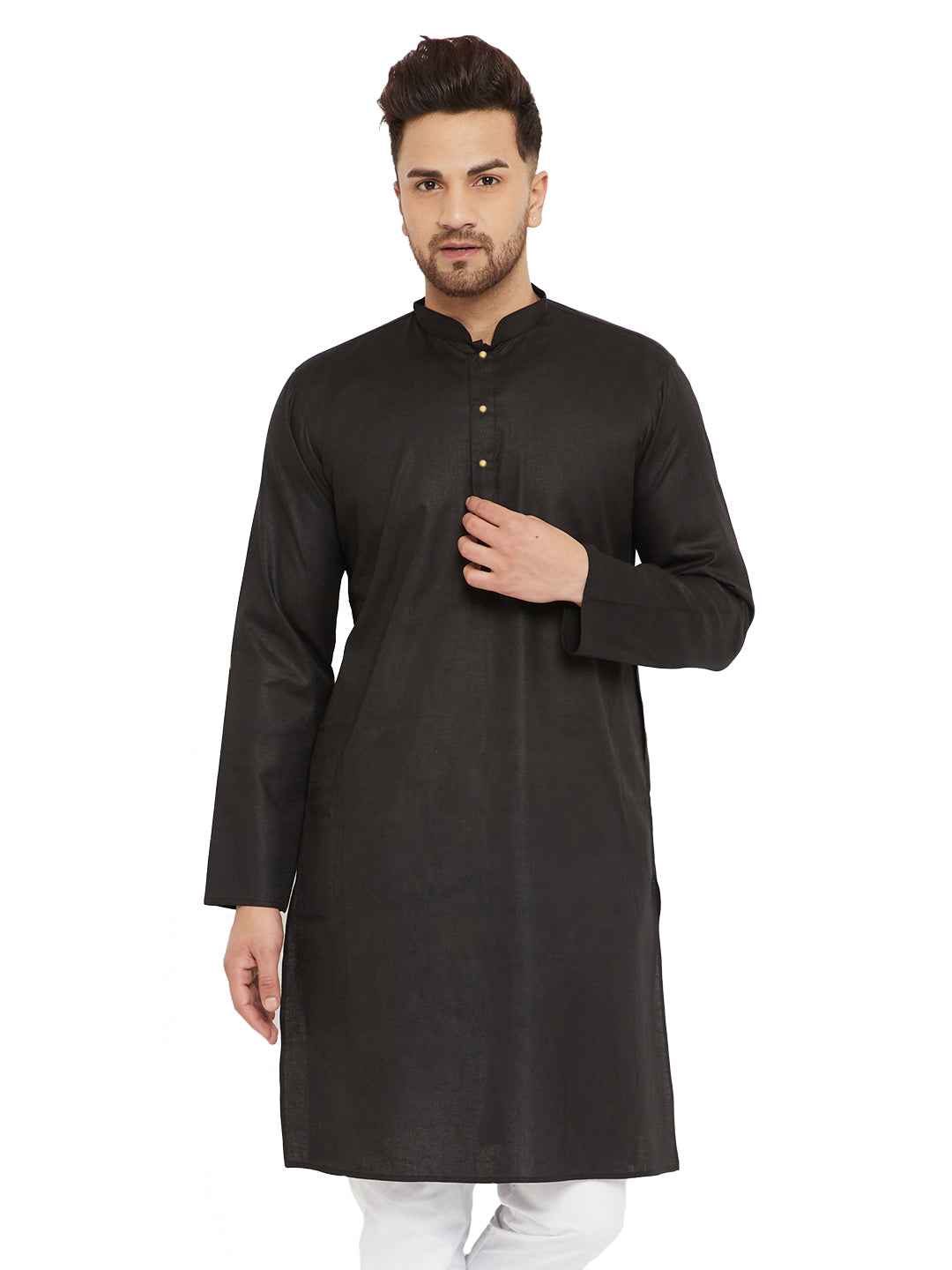 Men's Black Cotton Blend Kurta